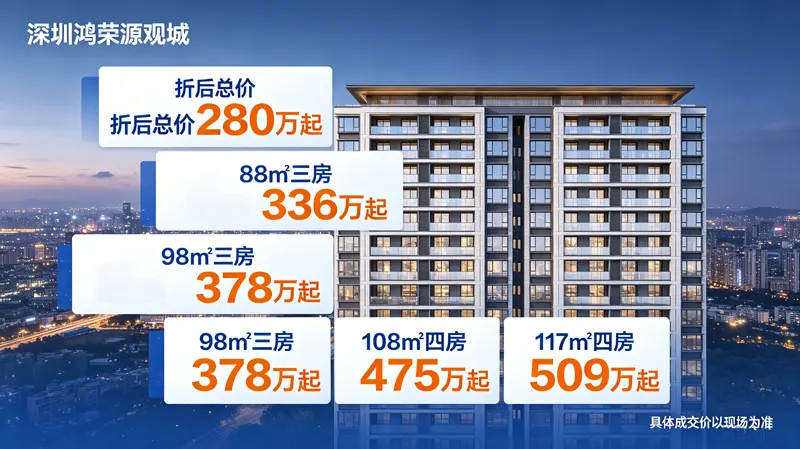 鸿荣源观城｜龙华观湖新房，88-143㎡精装 3-4 房，折后总价 280 万起 楼盘实景图