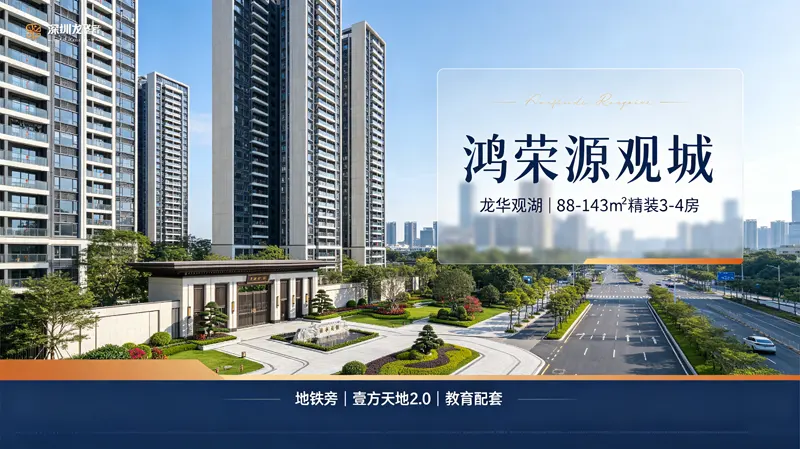 鸿荣源观城｜龙华观湖新房，88-143㎡精装 3-4 房，折后总价 280 万起 楼盘实景图